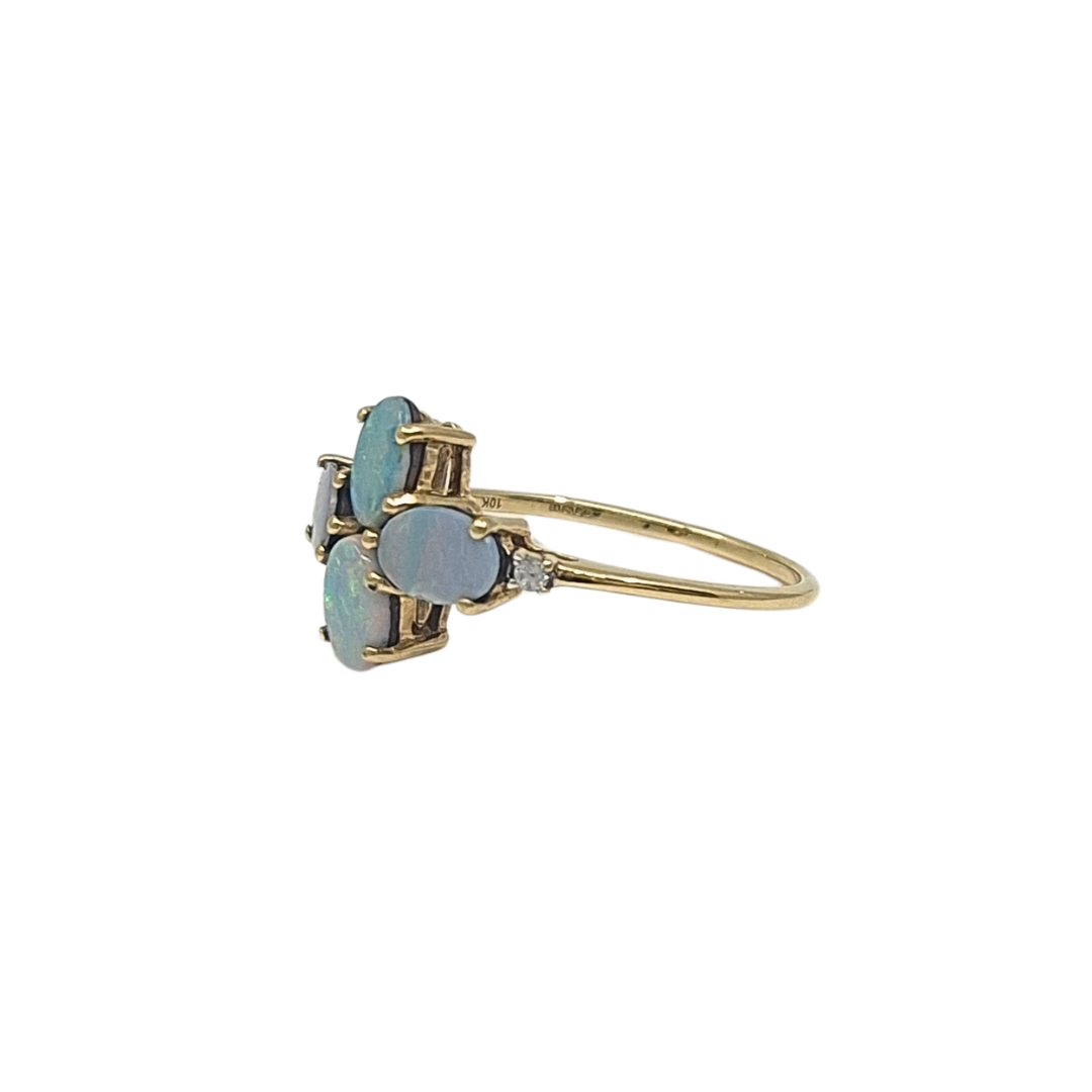 9ct Yellow Gold Opal Doublet Flower Ring