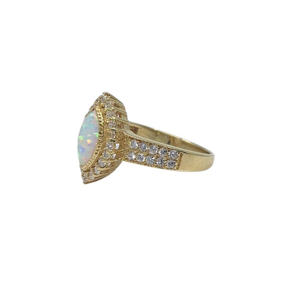 14ct Yellow Gold Opal & Cubic Zirconia Dress Ring