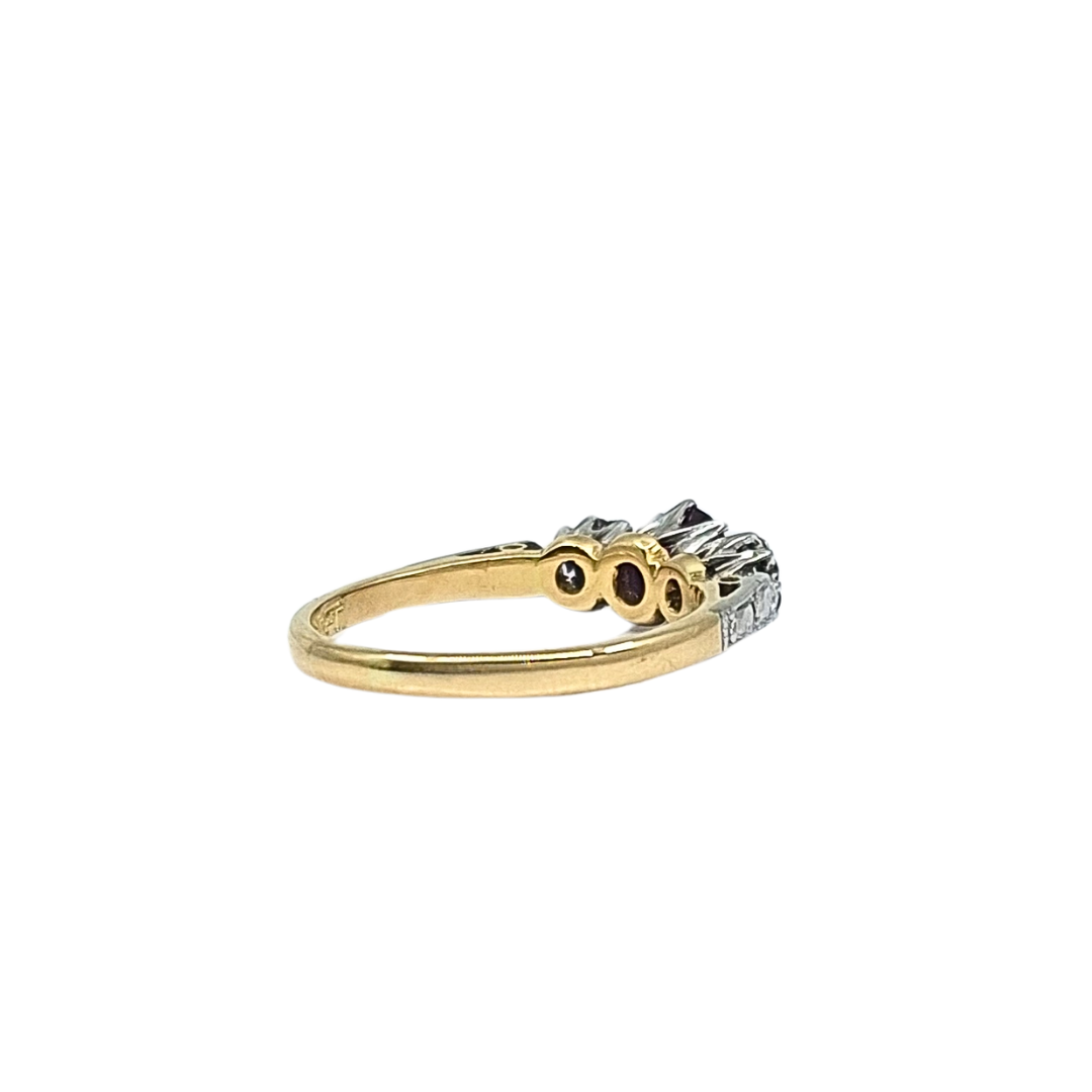 18ct Yellow Gold Ruby & Diamond Three Stone Ring
