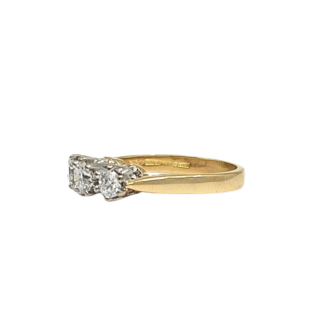 18ct Yellow Gold Three Stone Diamond Ring 0.50ct