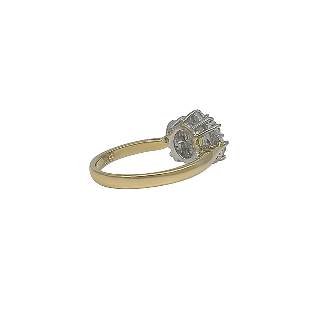 18ct Yellow Gold Yellow Sapphire & Diamond Cluster Ring