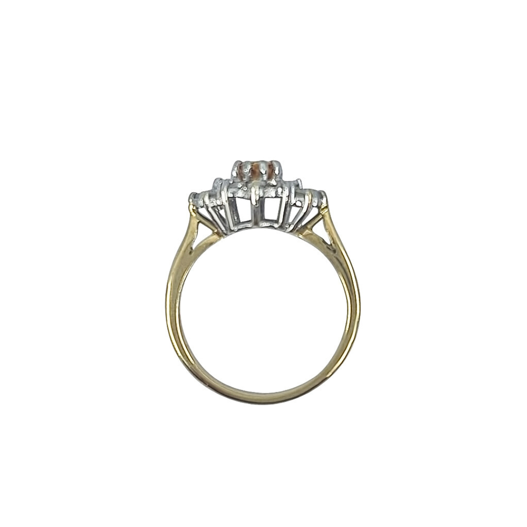 18ct Yellow Gold Yellow Sapphire & Diamond Cluster Ring
