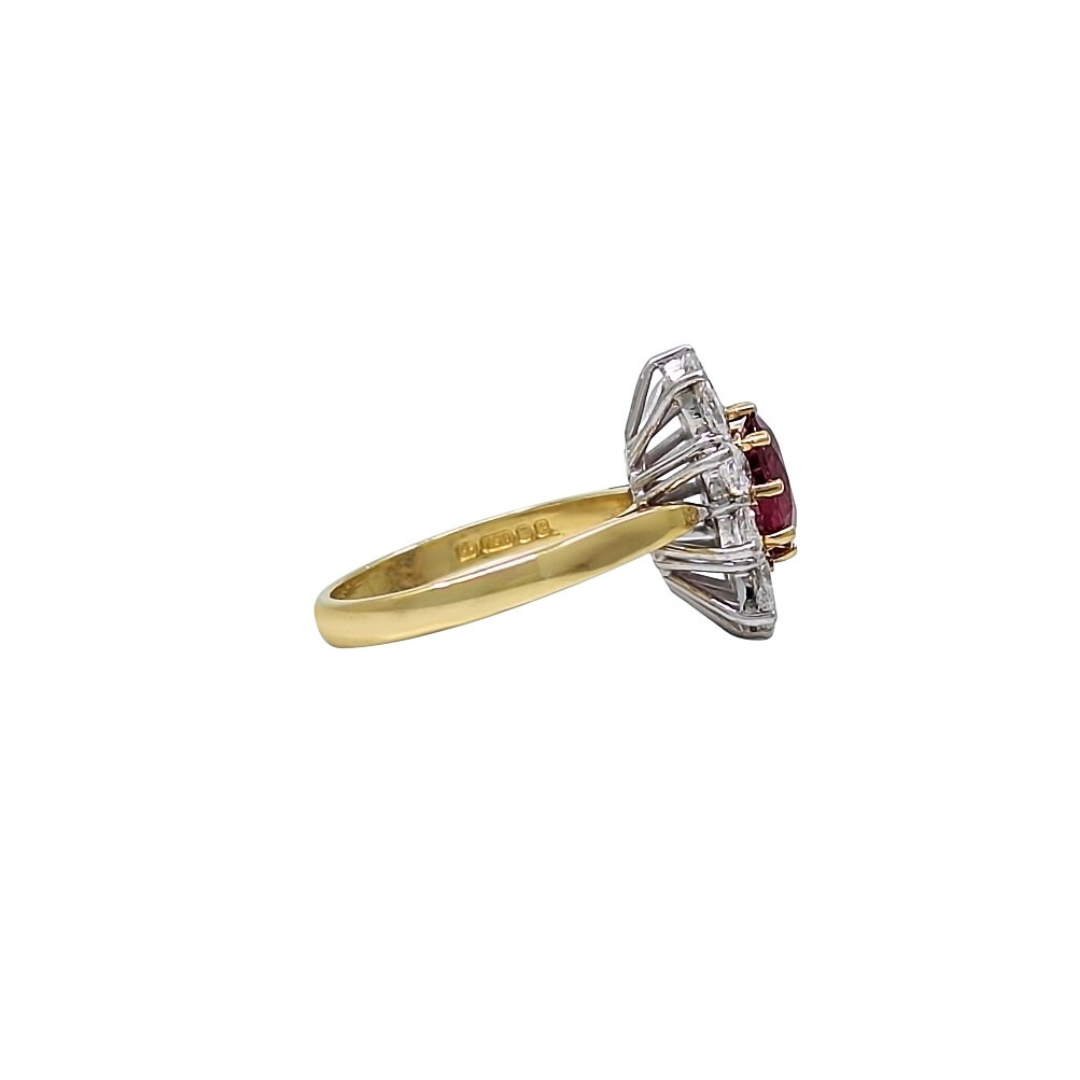 18ct Yellow Gold Ruby & Diamond Cluster Ring
