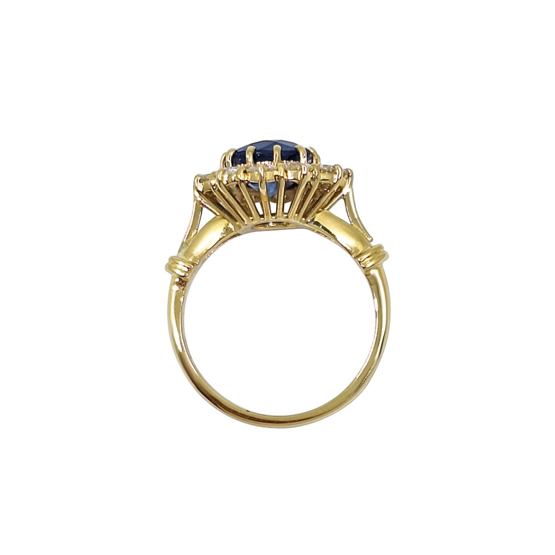 18ct Yellow Gold Sapphire & Diamond Cluster Ring