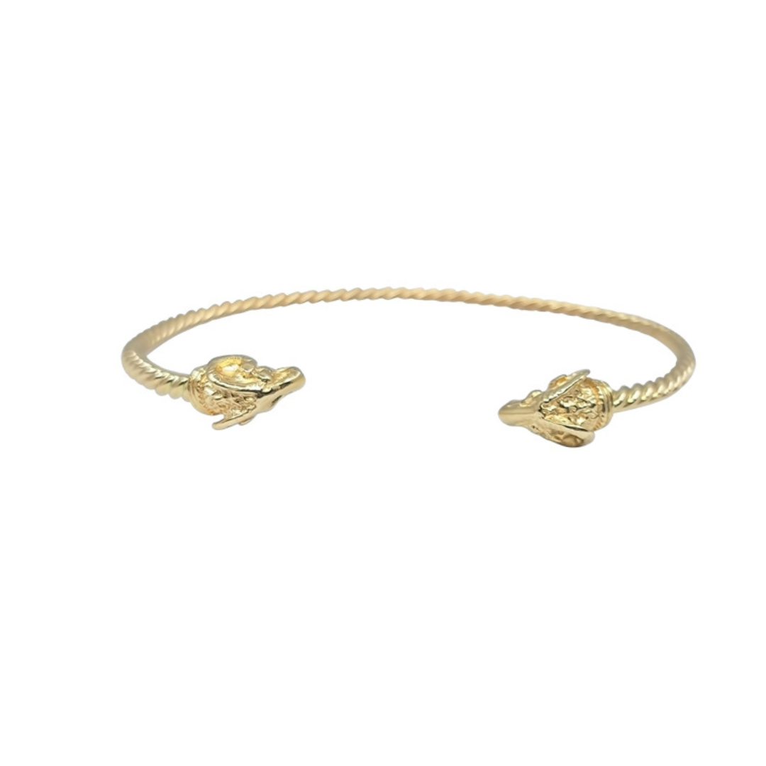 14ct Yellow Gold Ram Head Torque Bangle