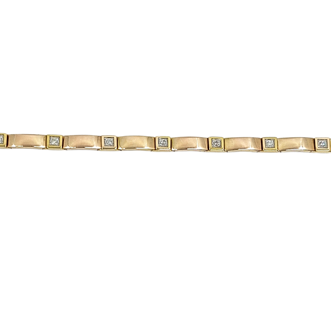 9ct Yellow Gold Diamond Set Bracelet 0.15ct