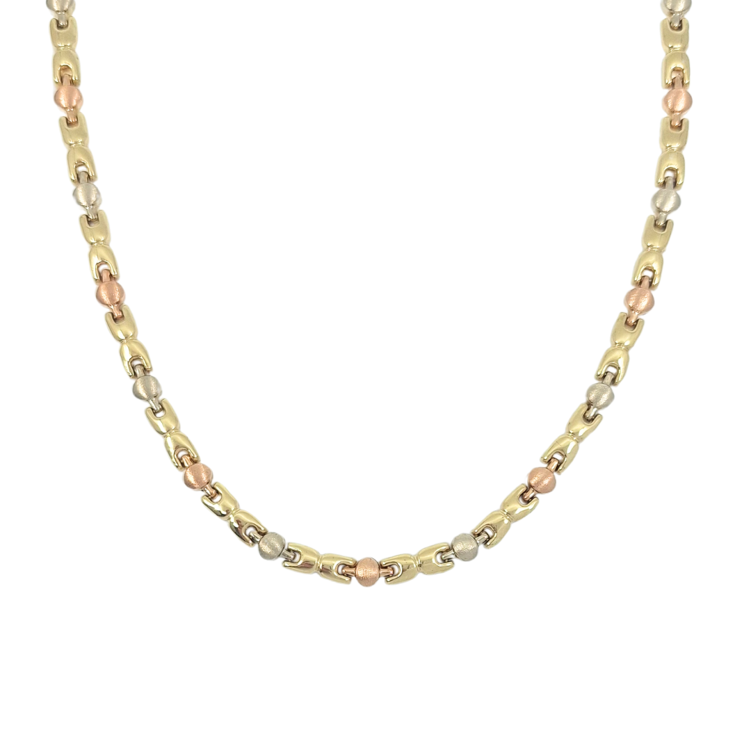 14ct Three Colour Fancy Collar Necklace 16"