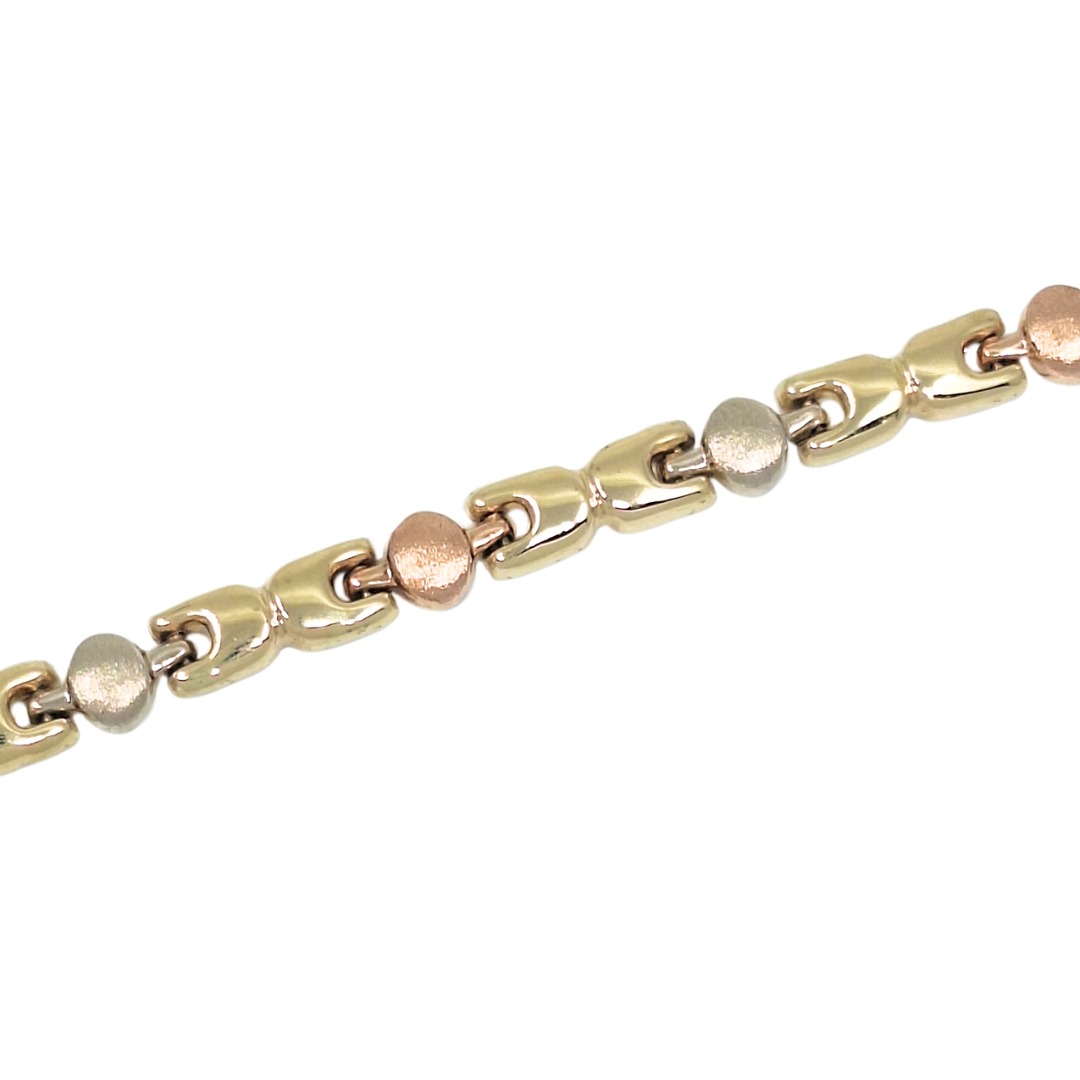 14ct Three Colour Fancy Collar Necklace 16"