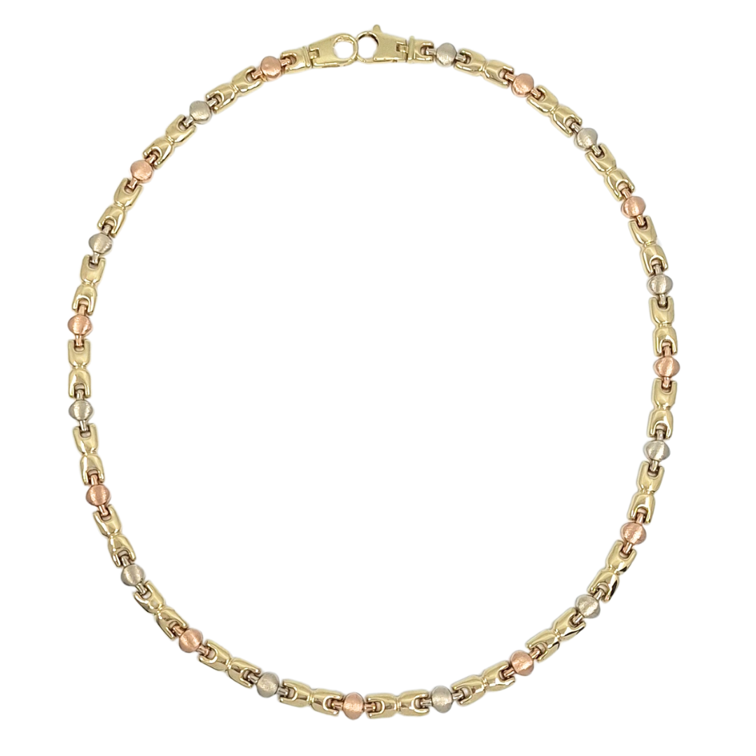14ct Three Colour Fancy Collar Necklace 16"