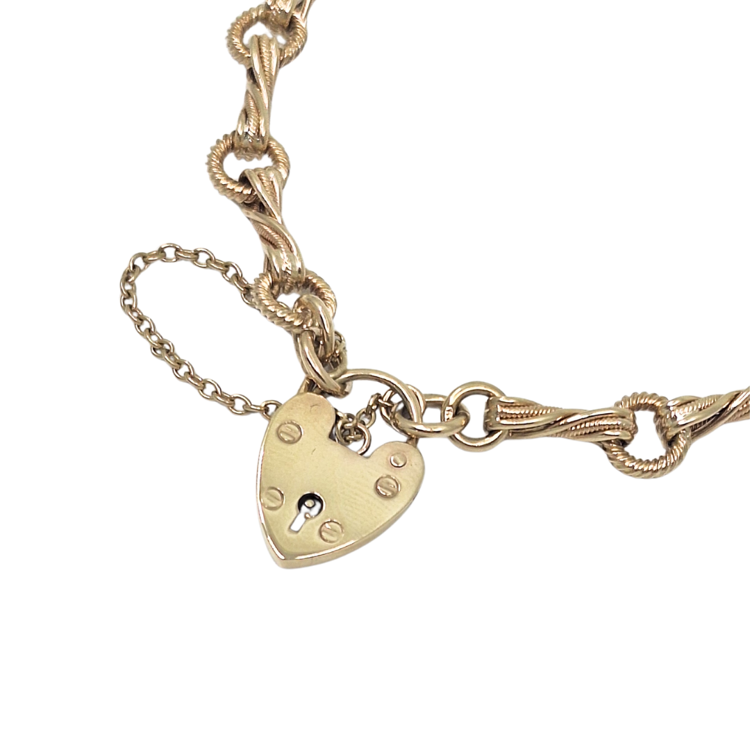 9ct Yellow Gold Fancy Link Charm Bracelet 7.5"