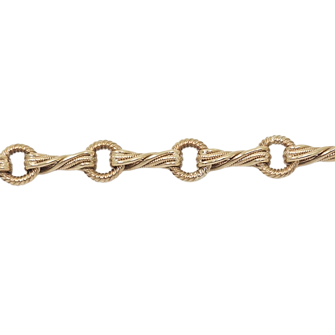 9ct Yellow Gold Fancy Link Charm Bracelet 7.5"
