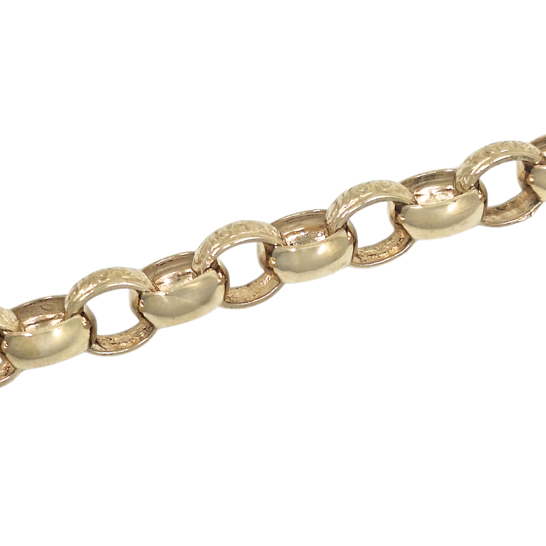 9ct Yellow Gold Patterned Belcher Chain 24"
