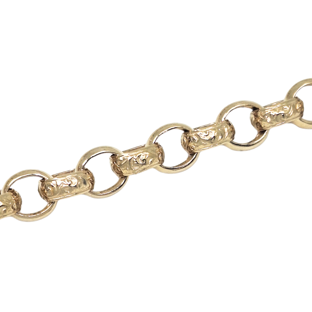 9ct Yellow Gold Patterned Belcher Chain 24"