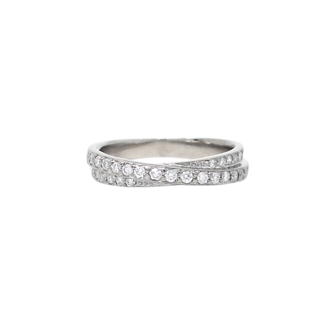 18ct White Gold Diamond Crossover Band Ring