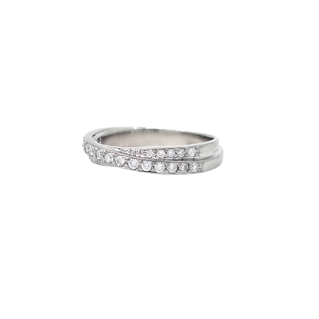 18ct White Gold Diamond Crossover Band Ring