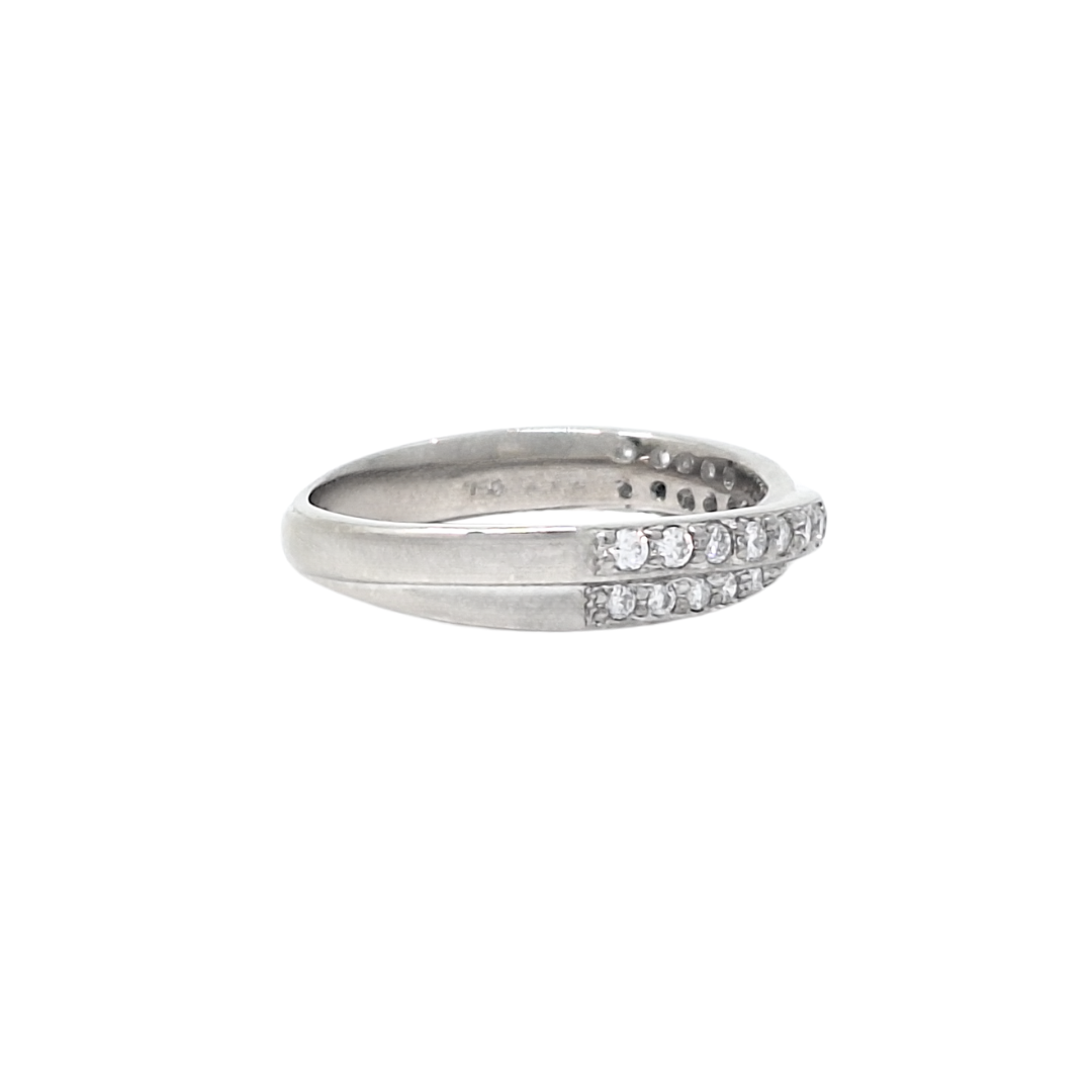 18ct White Gold Diamond Crossover Band Ring