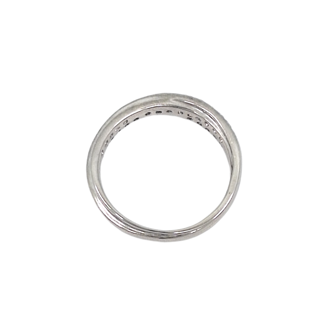 18ct White Gold Diamond Crossover Band Ring