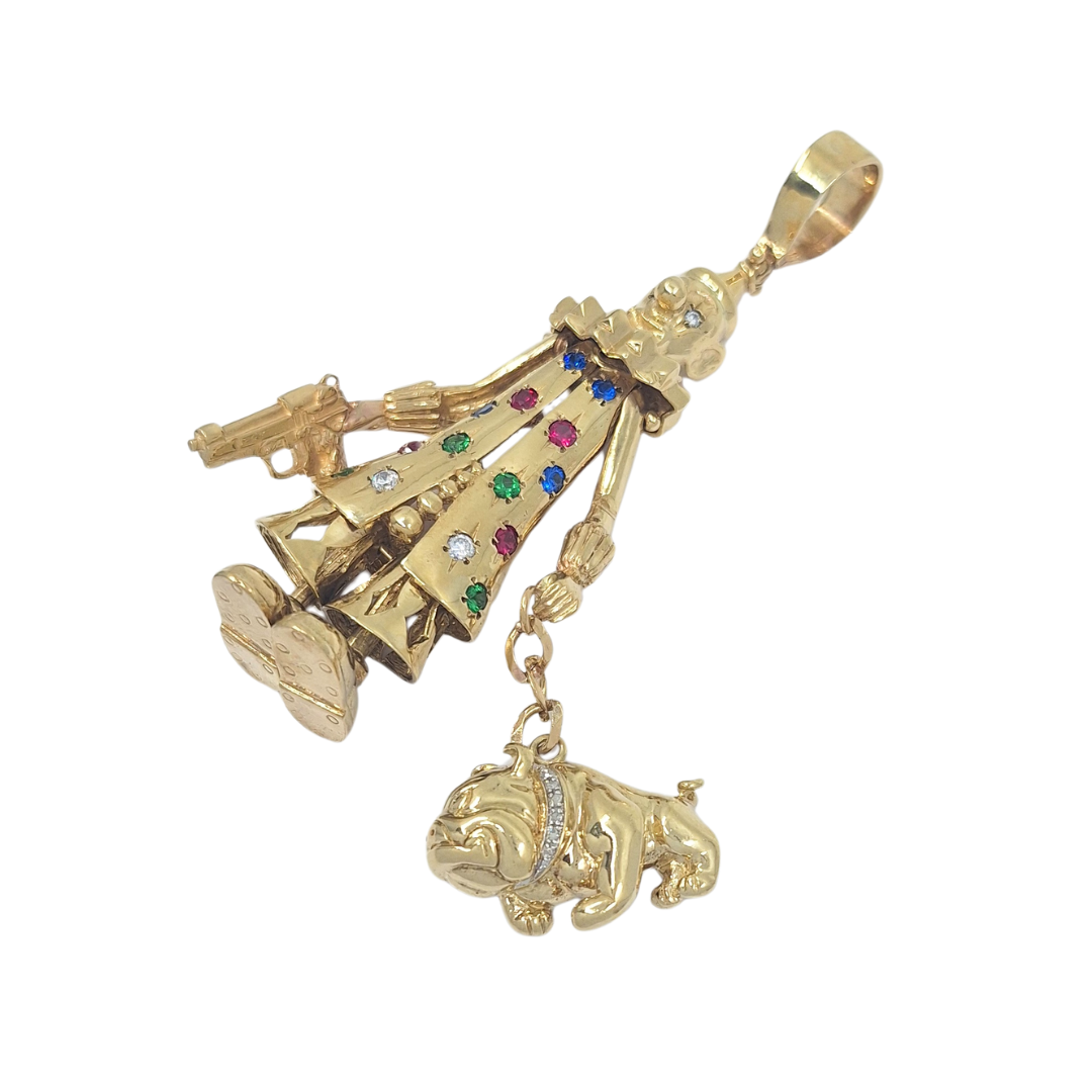 9ct Yellow Gold Large CZ Clown Pendant