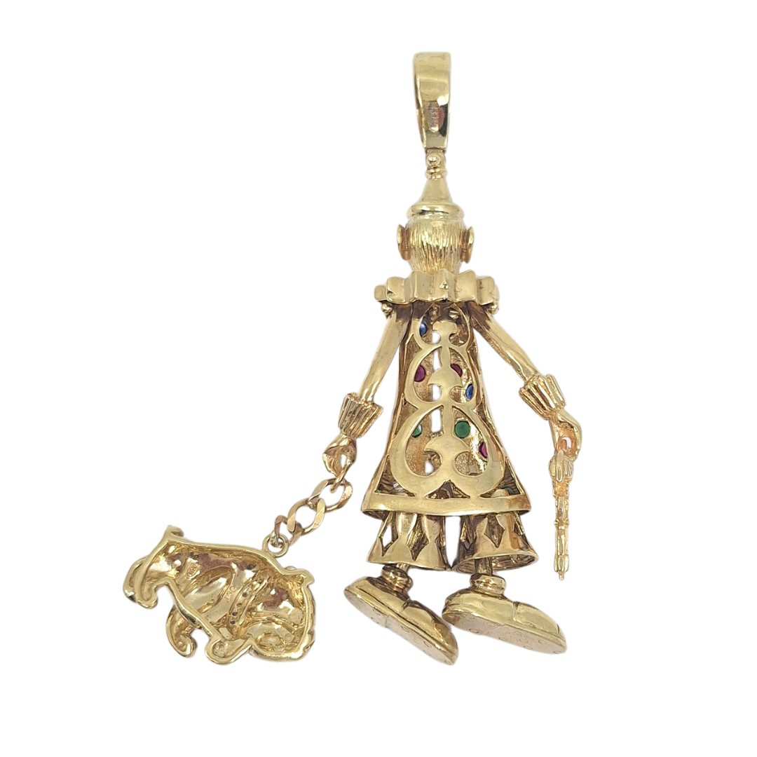 9ct Yellow Gold Large CZ Clown Pendant