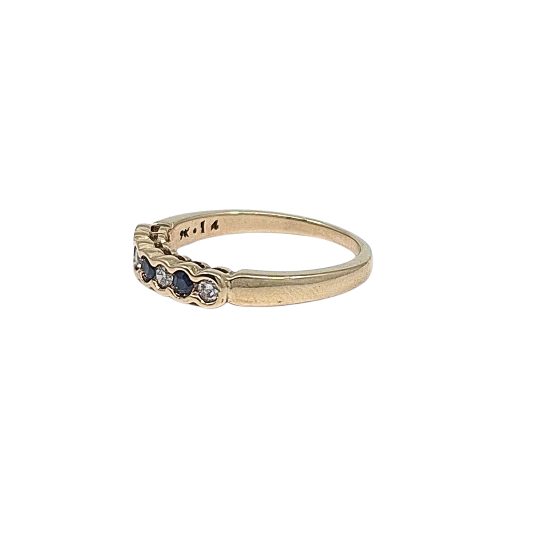 9ct Yellow Gold Sapphire & Diamond Eternity Ring