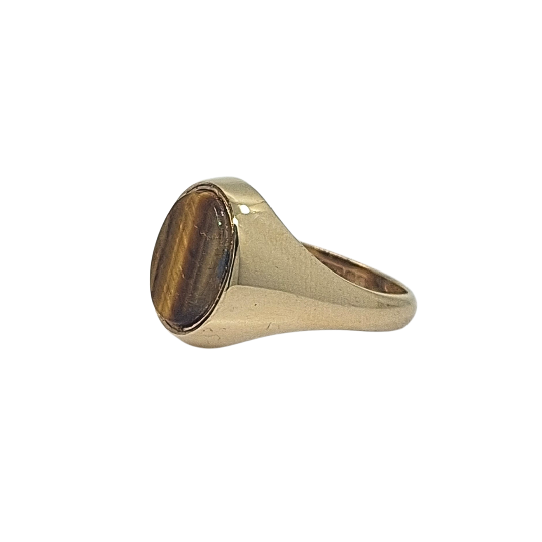 9ct Yellow Gold Tigers Eye Signet Ring