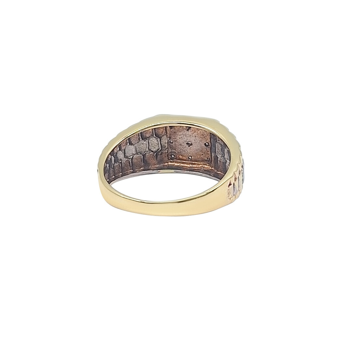 9ct Yellow Rolex Style Diamond Set Signet Ring