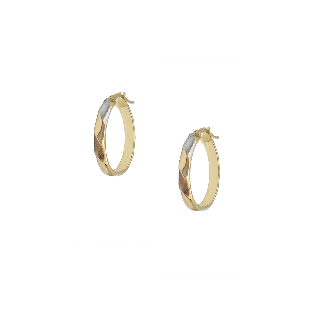 18ct Three Colour Gold Creole Earrings