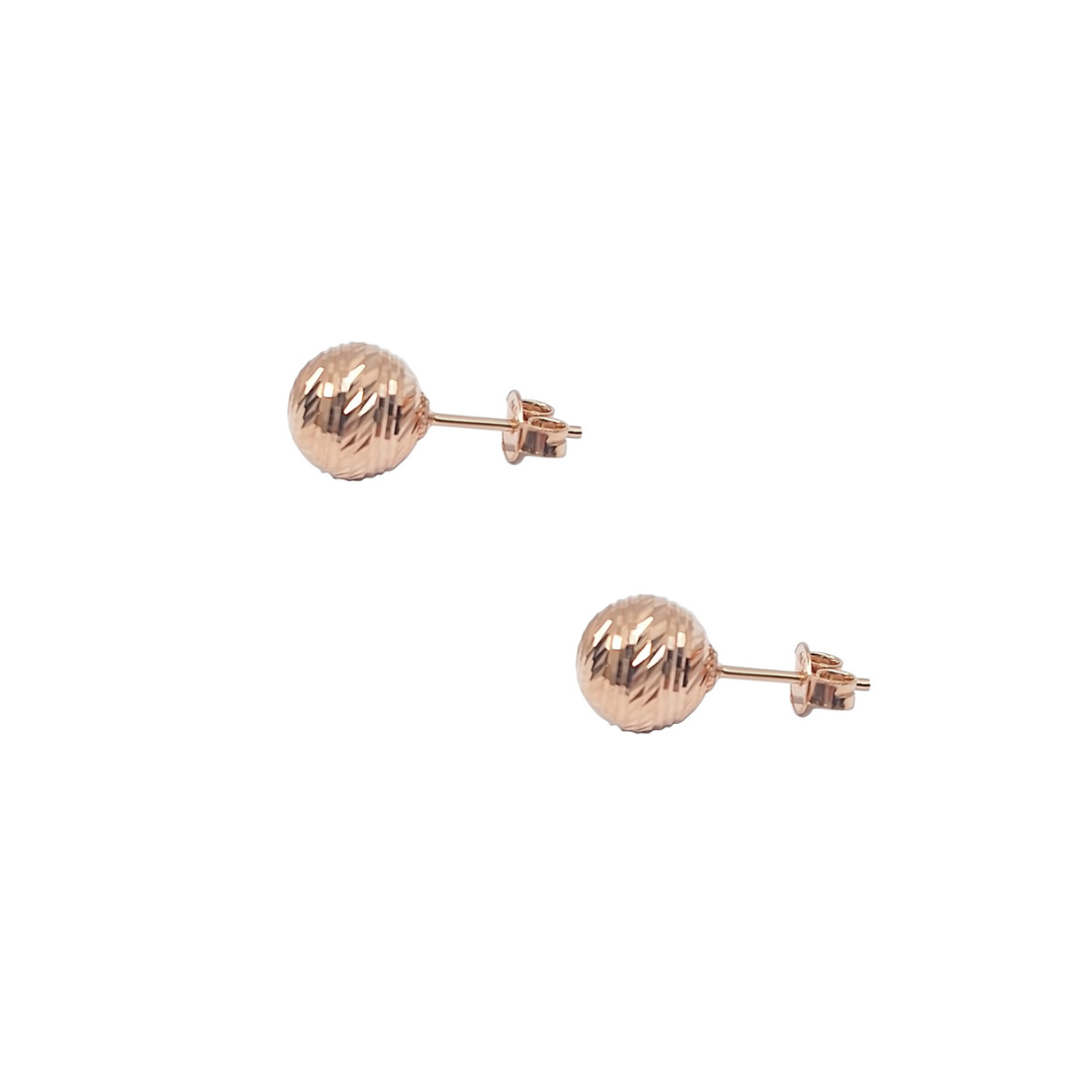 18ct Rose Gold Decorative Ball Stud Earrings