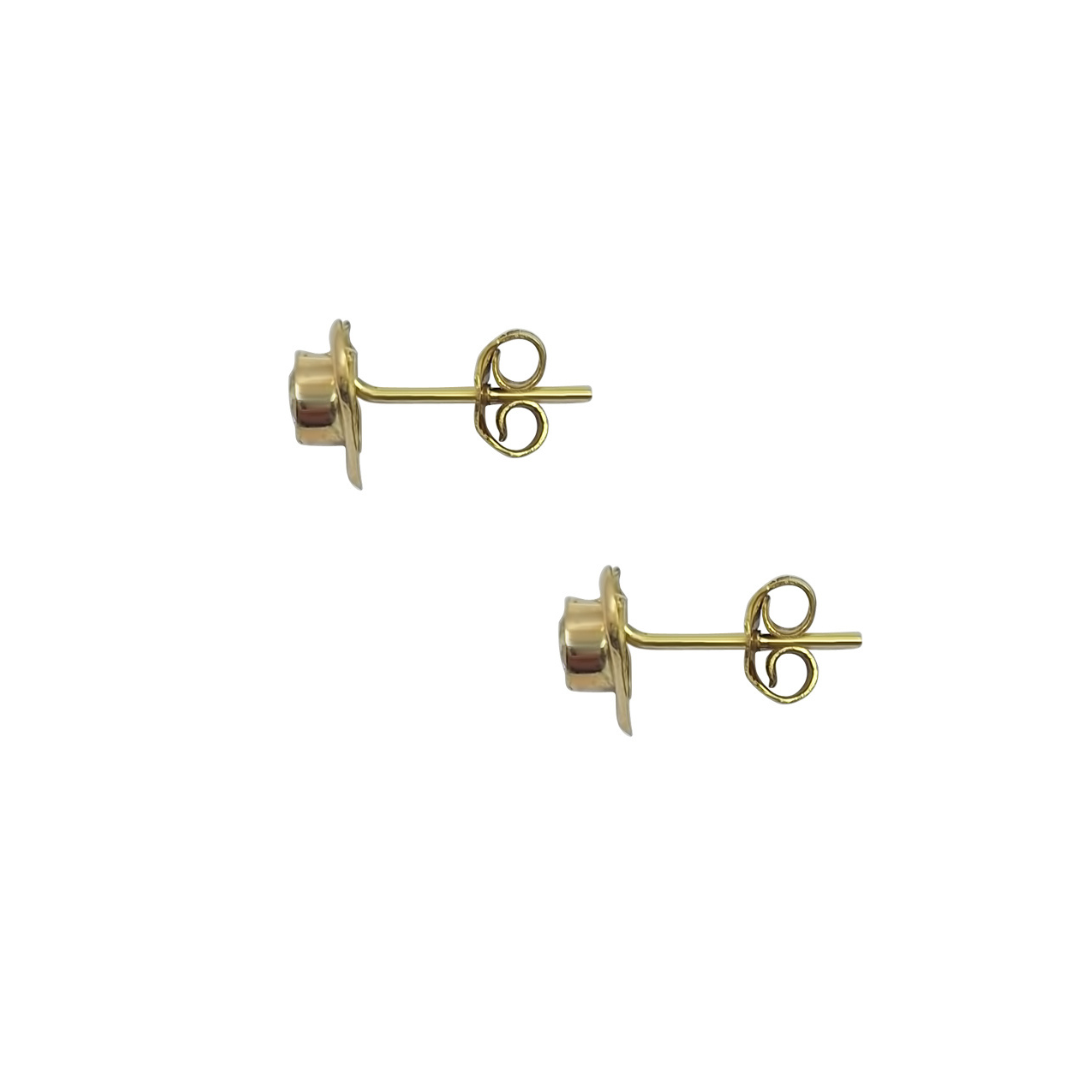 14ct Yellow Gold CZ Heart Studs