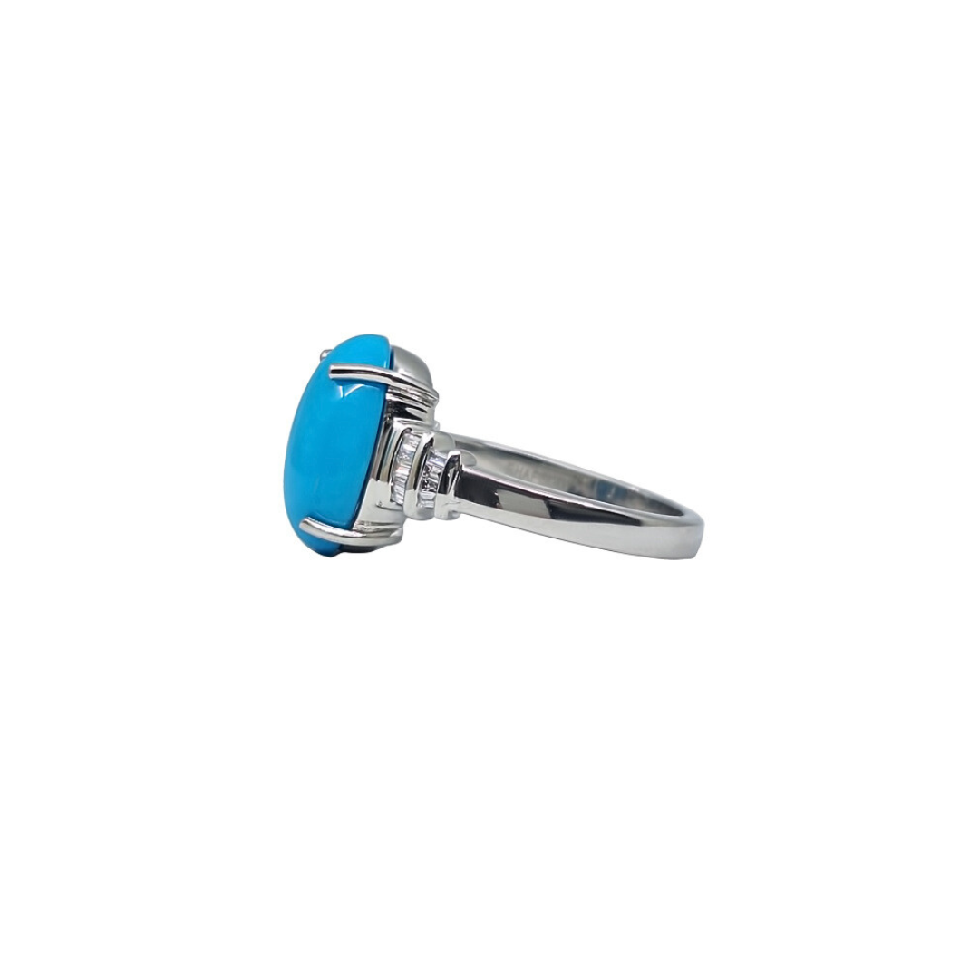 Platinum Turquoise & Diamond Ring