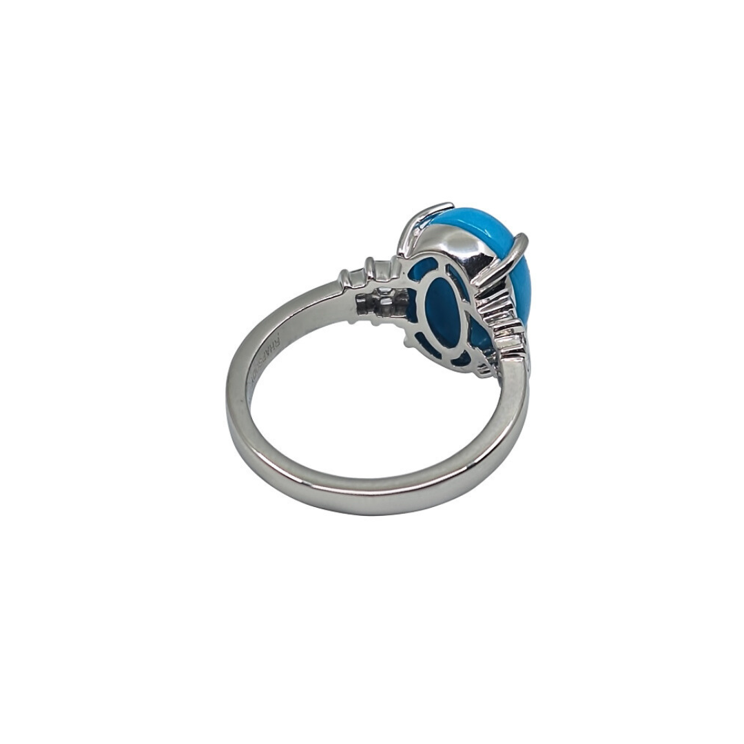 Platinum Turquoise & Diamond Ring