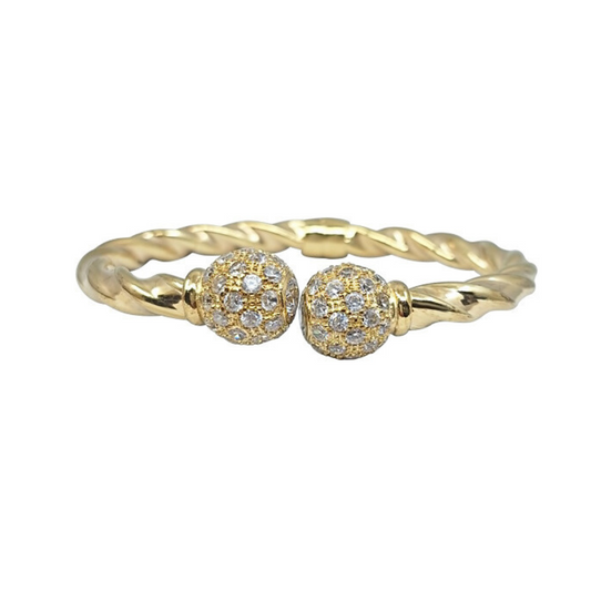 9ct Yellow Gold Cubic Ball Twist Bangle