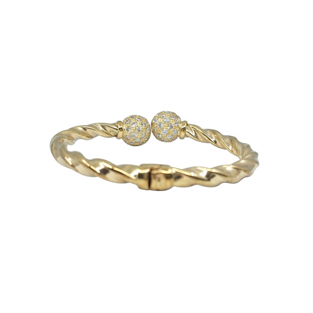 9ct Yellow Gold Cubic Ball Twist Bangle
