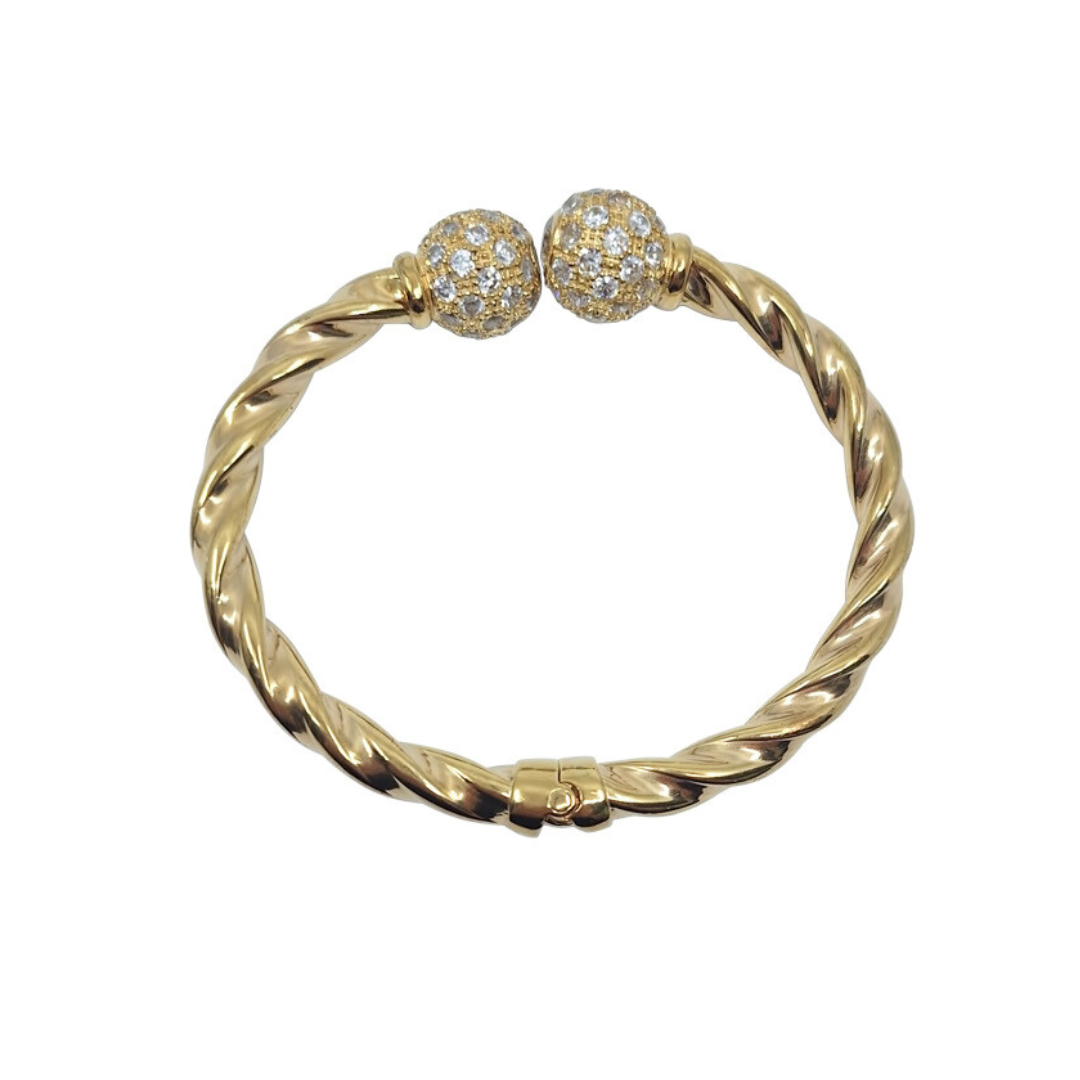 9ct Yellow Gold Cubic Ball Twist Bangle