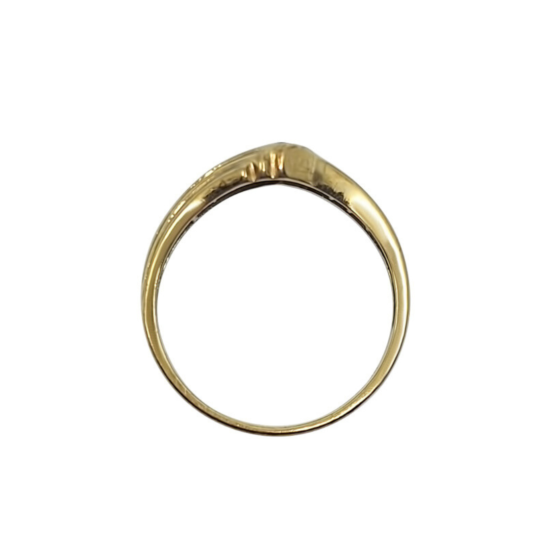 9ct Yellow Gold Blue & White Cubic Zirconia Wishbone Ring