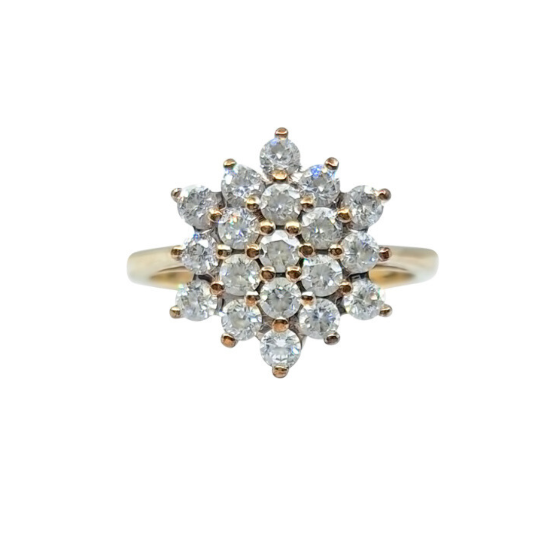 9ct Yellow Gold Cubic Zirconia Cluster ring