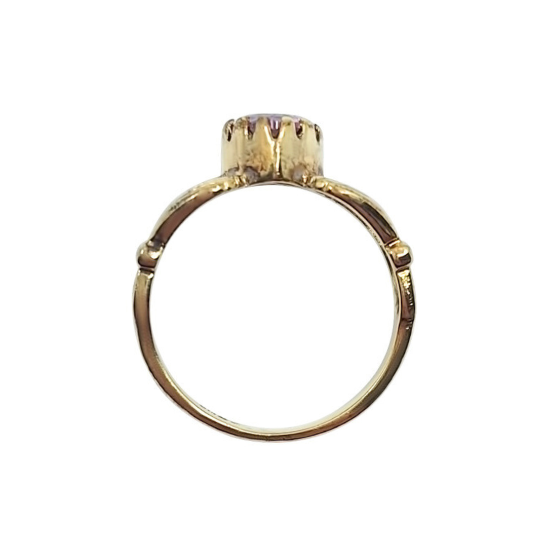 9ct Yellow Gold Pink Cubic Zirconia Claddagh Ring