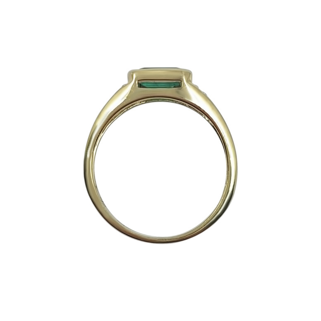 9ct Yellow Gold Emerald & Diamond Ring