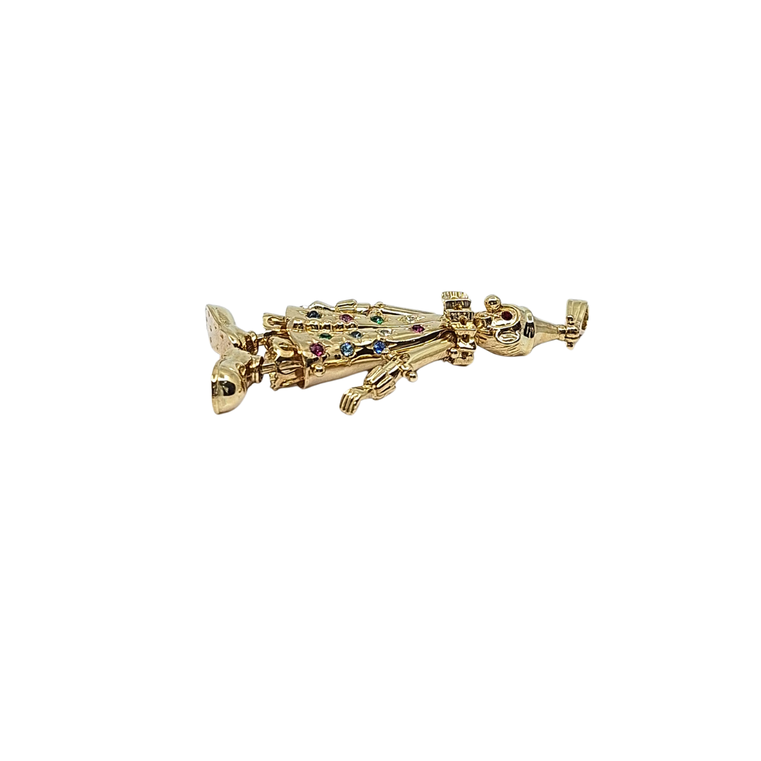 9ct Yellow Gold Large CZ Clown Pendant
