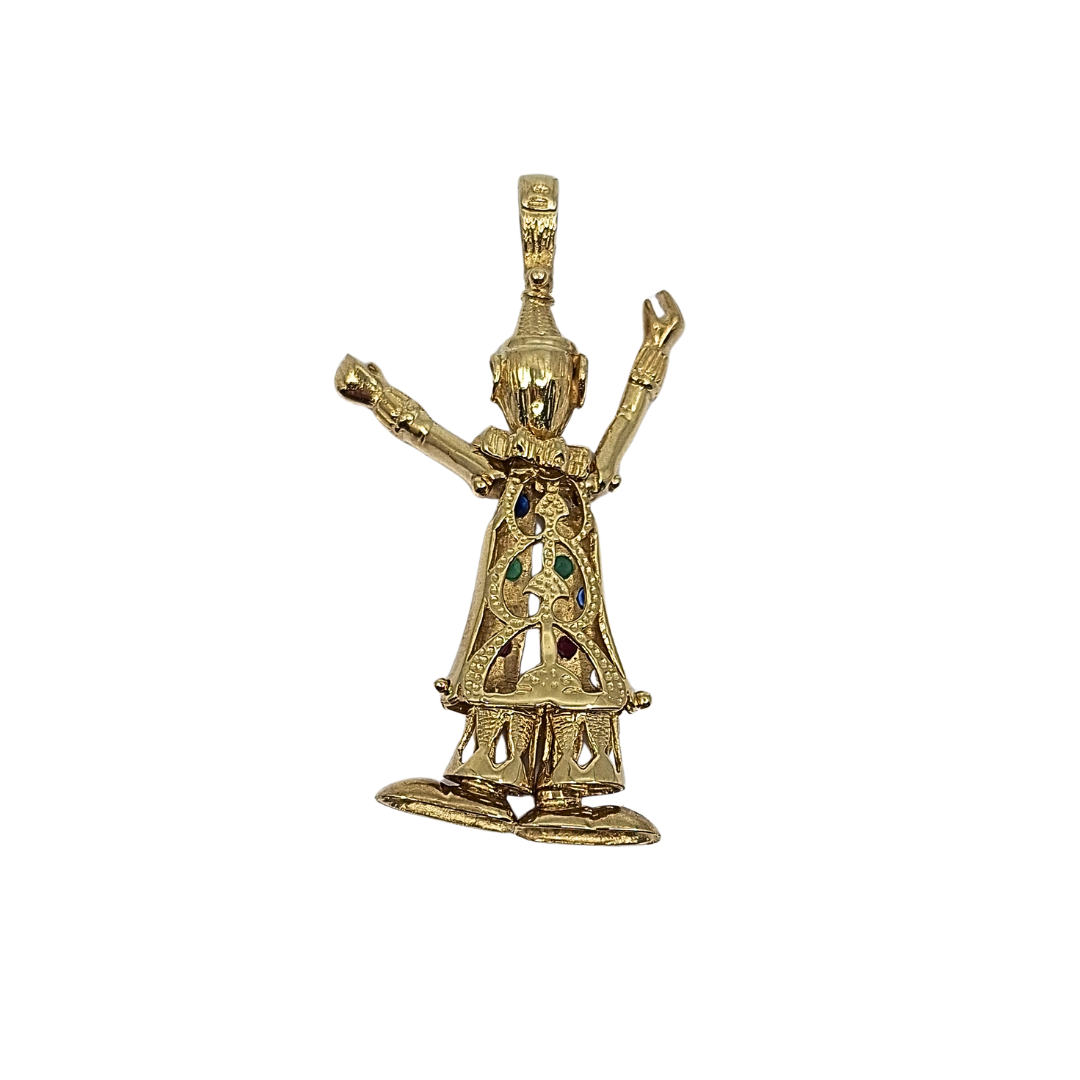 9ct Yellow Gold Large CZ Clown Pendant