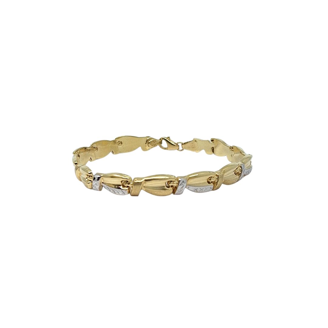 14ct Yellow and White Gold Bracelet 7.5"