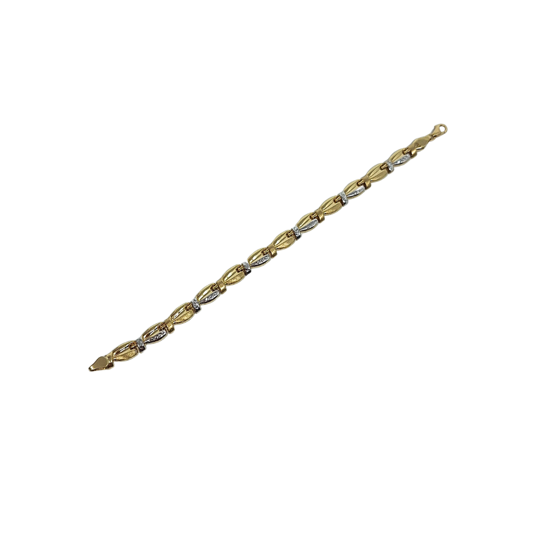 14ct Yellow and White Gold Bracelet 7.5"