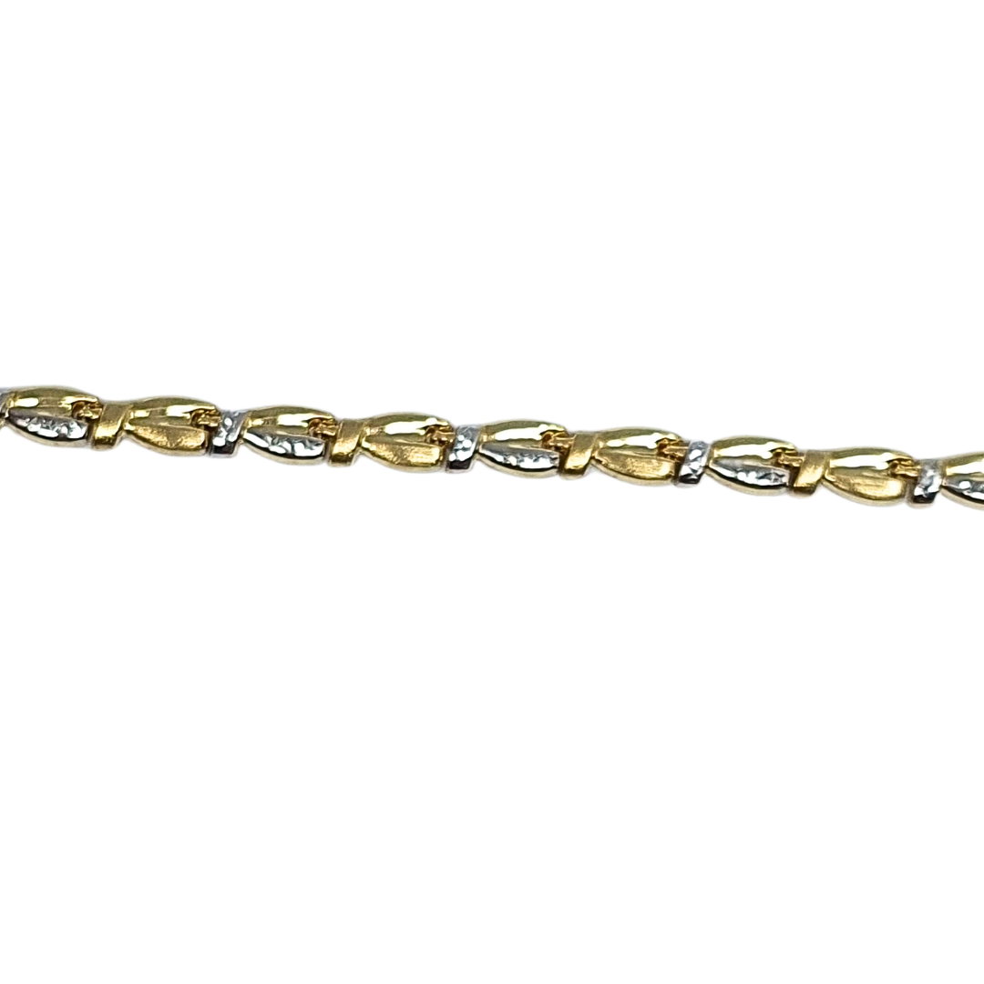 14ct Yellow and White Gold Bracelet 7.5"
