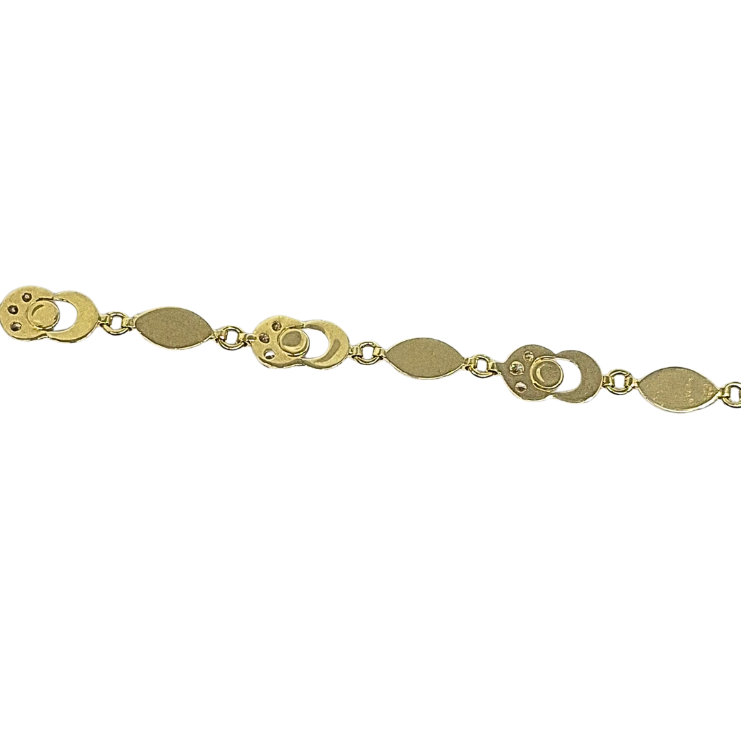 14ct Yellow Gold Turquoise & CZ Bracelet 7.5"