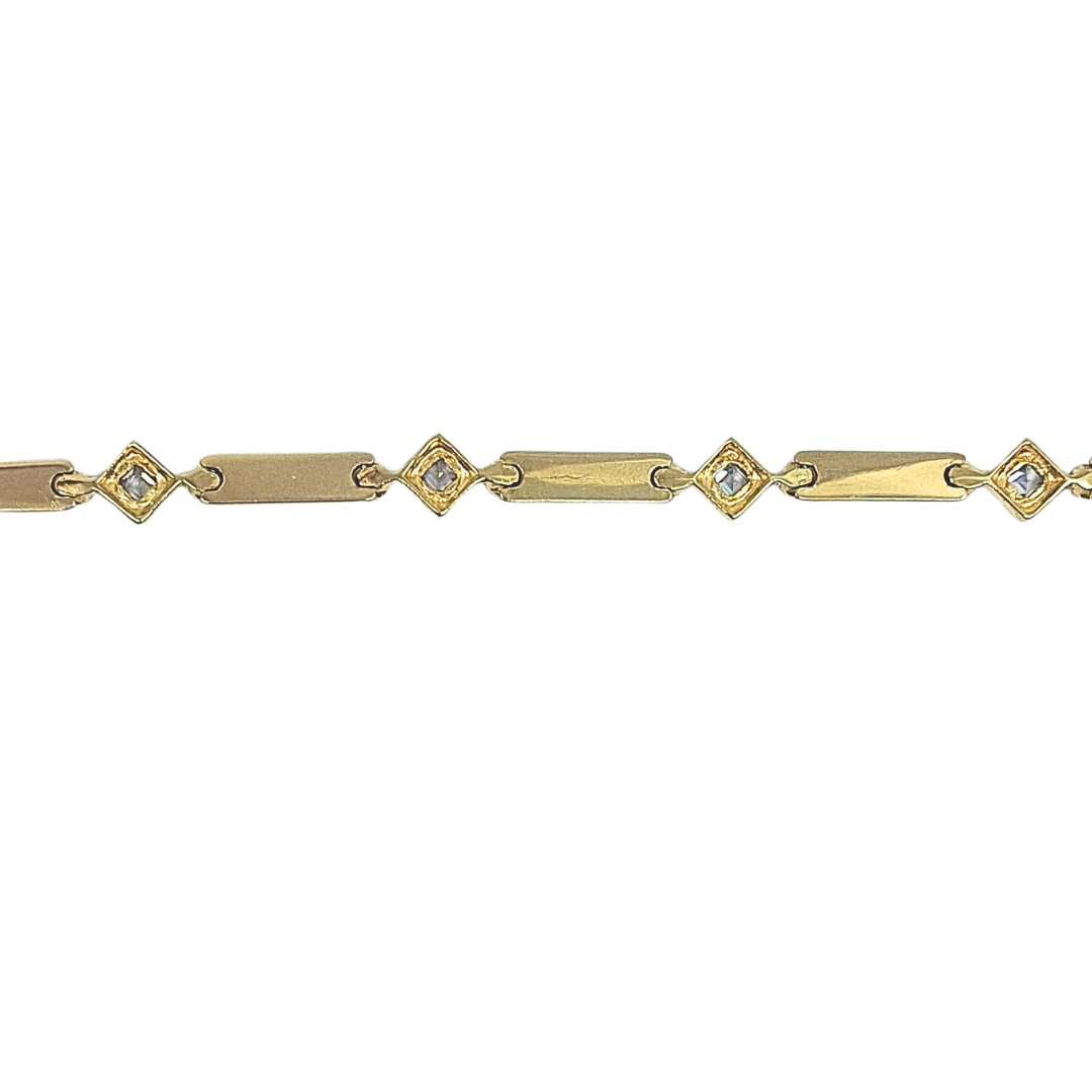 14ct Yellow & White Gold CZ Set Bracelet 8.5"