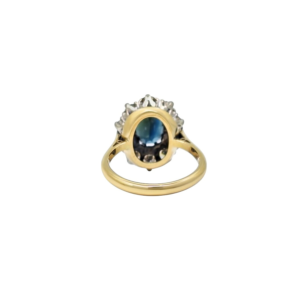 18ct Yellow Gold Sapphire & Diamond Cluster Ring