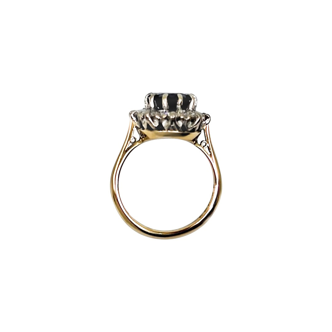 18ct Yellow Gold Sapphire & Diamond Cluster Ring