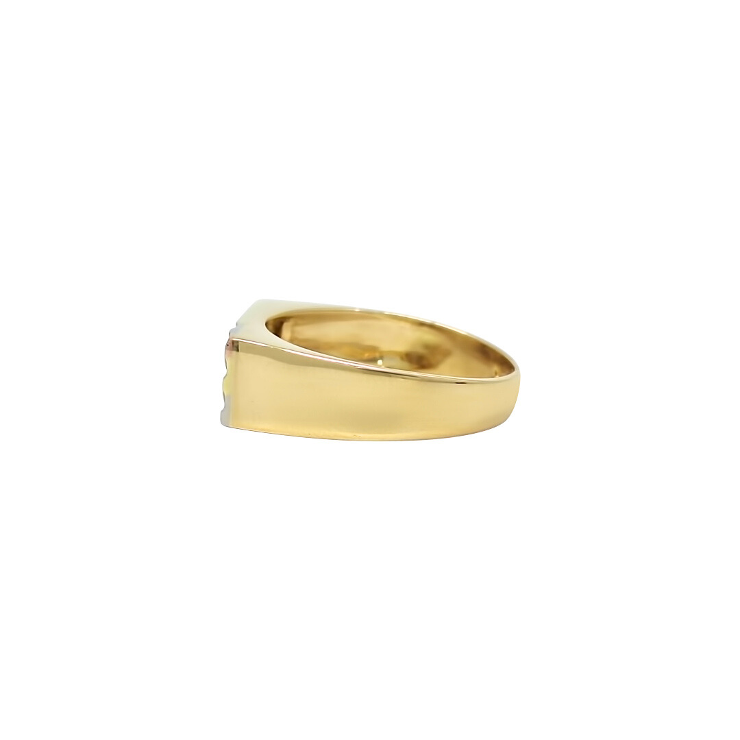 18ct Three Colour Gold Diamond Set Signet Ring