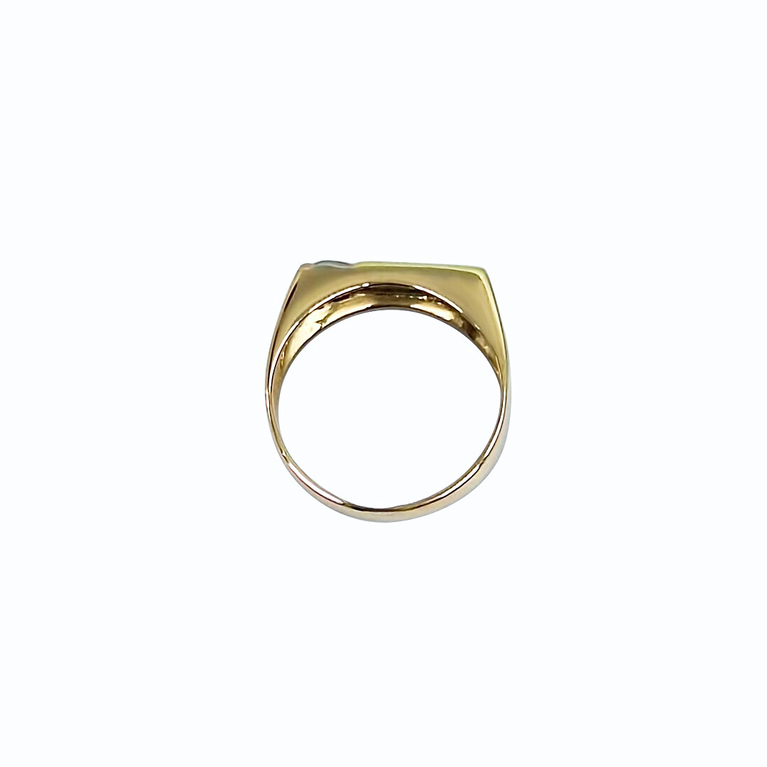 18ct Three Colour Gold Diamond Set Signet Ring