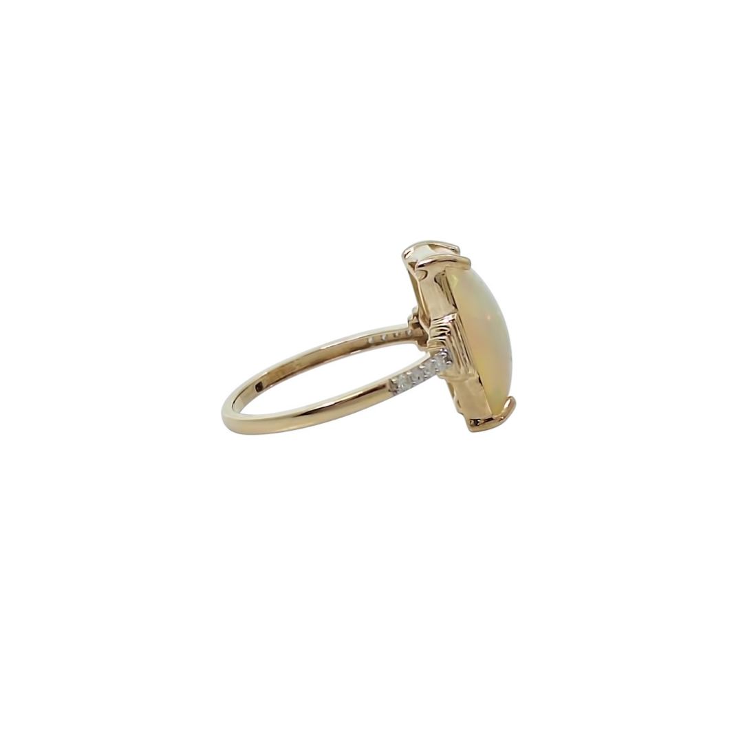 9ct Yellow Gold Opal & Diamond Ring
